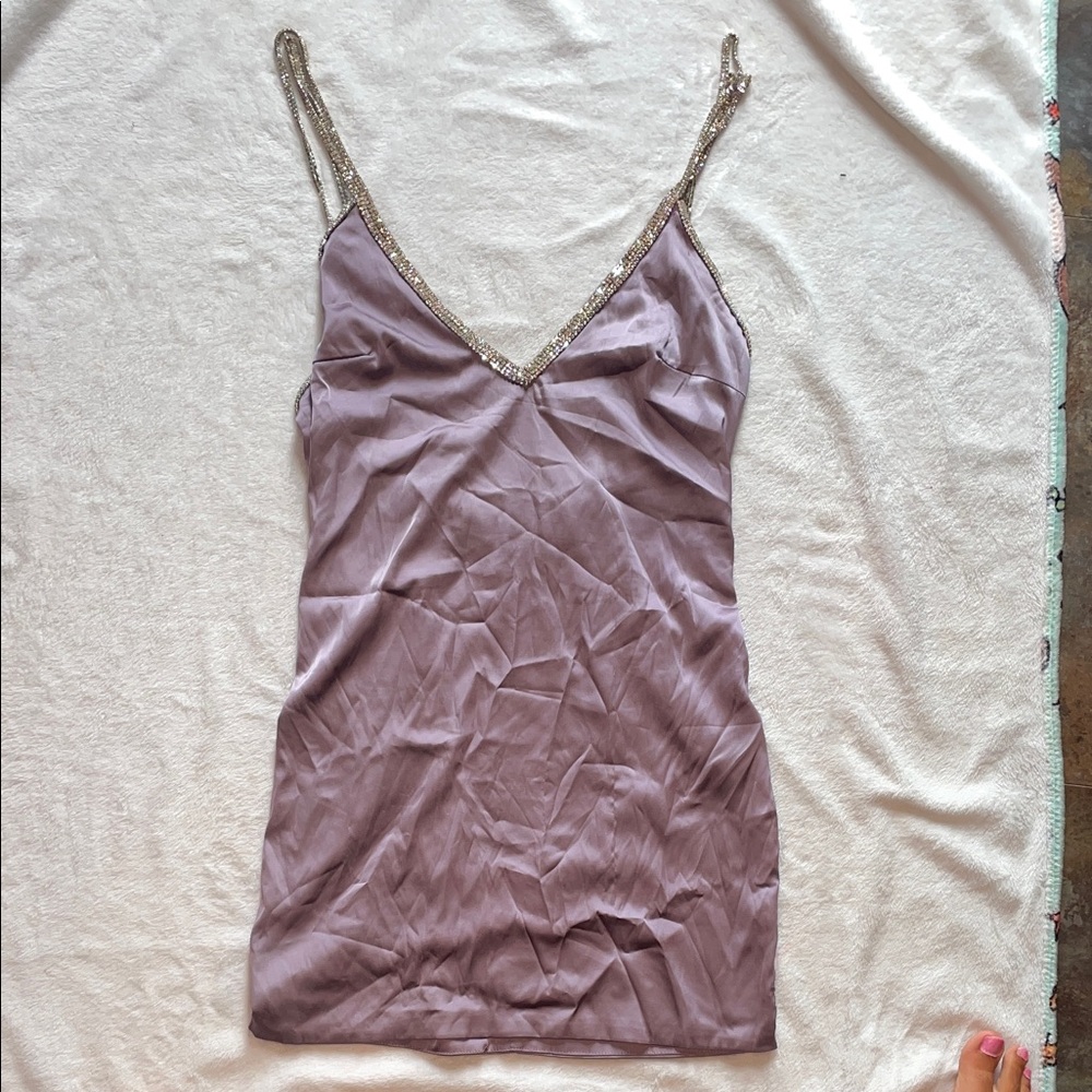 Oh Polly Soft Purple Satin Dress